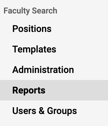 Reports selected on the navigation menu