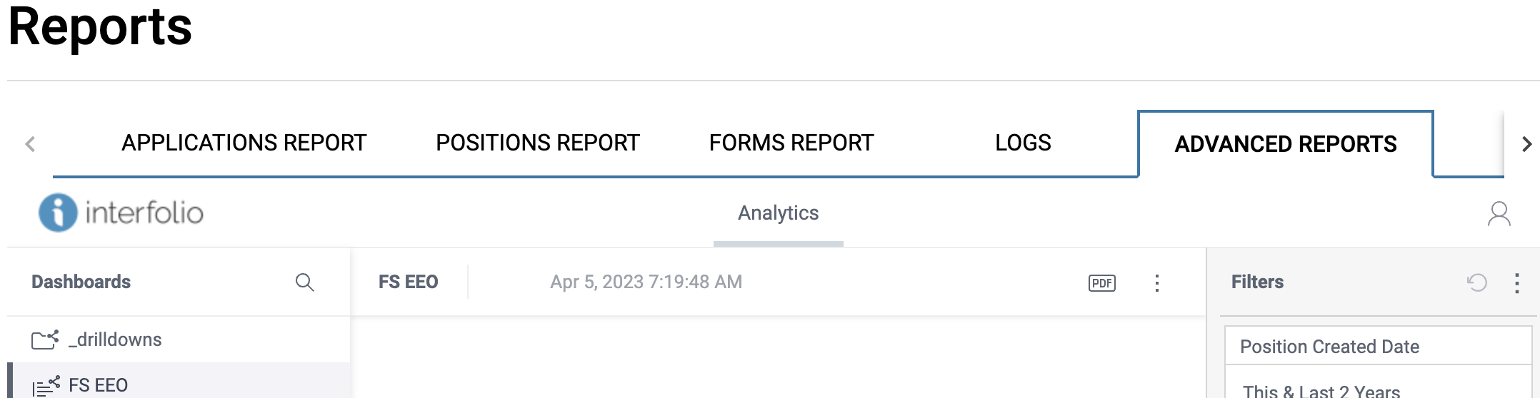 Advanced Reports tab selected adjacent to the Logs tab