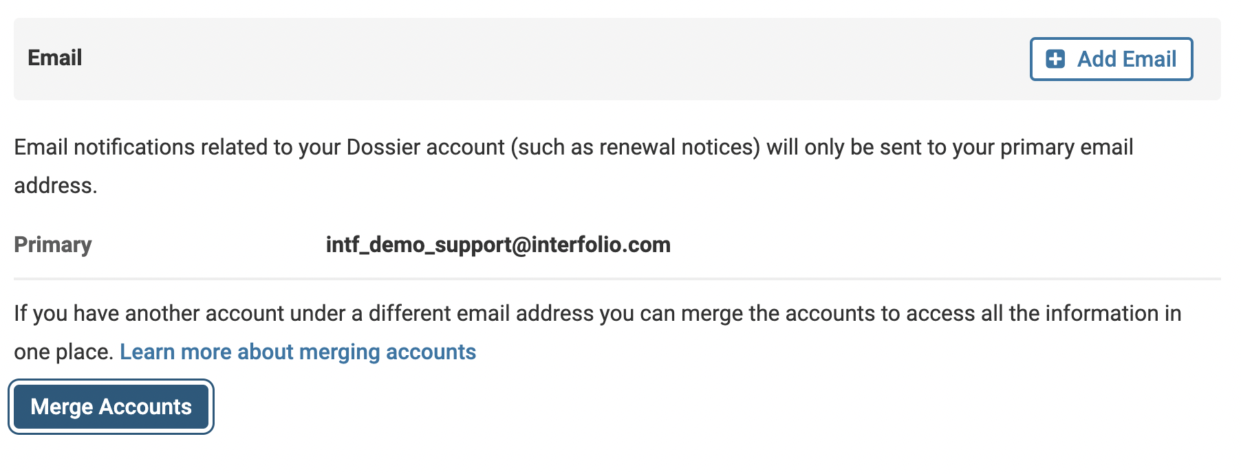 Merge Accounts button selected