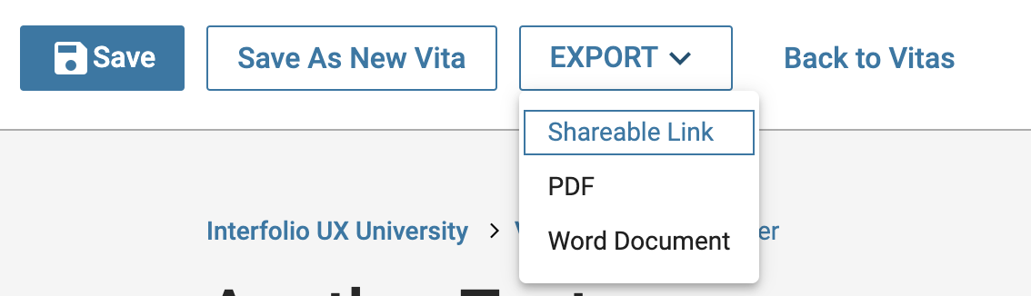 Select Shareable Link, PDF, or Word Document.