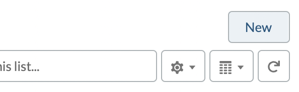 New button selected in right-hand corner