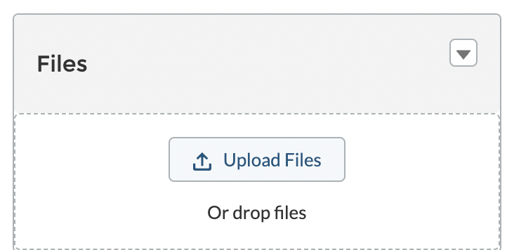 Files section with Upload Files button selected below