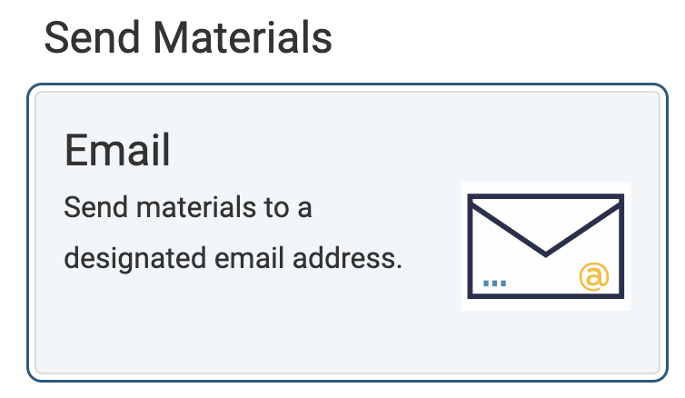 Send Materials section with Email selected