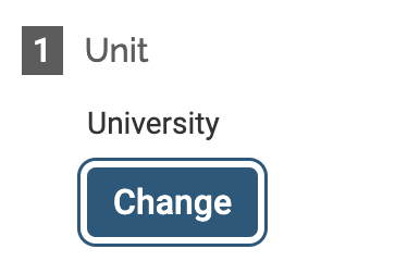 Change button selected under the Unit section