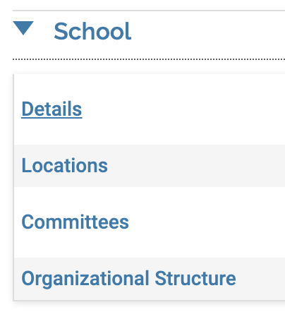 School section with Details selected