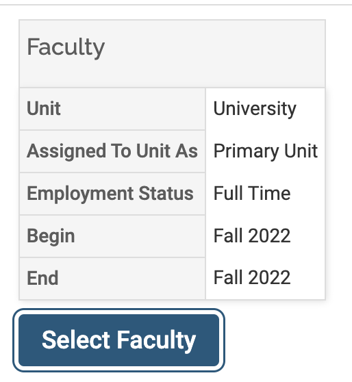 Select Faculty Button selected below the Faculty box