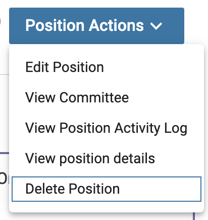 Delete Position selected under Position Actions dropdown