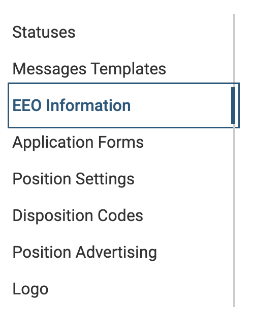 EEO Information selected on navigation menu