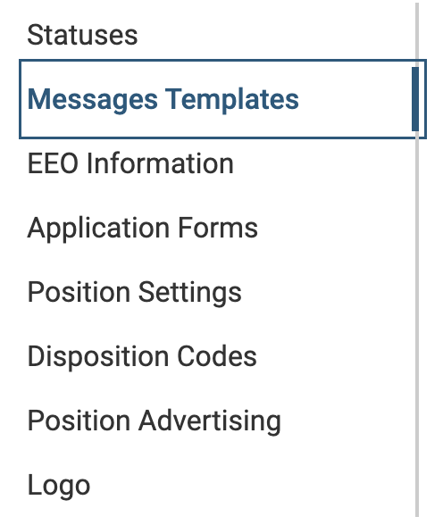 Message Templates selected