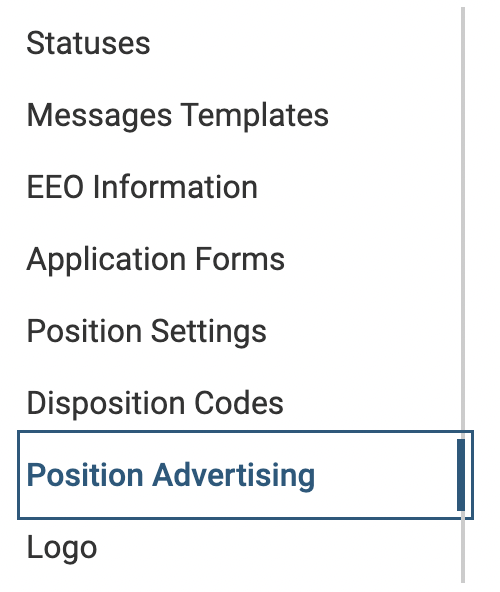 Position Advertising selected on the navigation bar