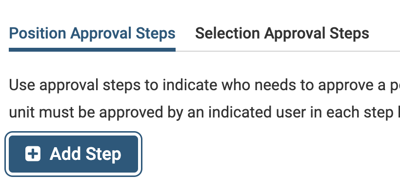 Add Step selected under the Position Approval Steps tab