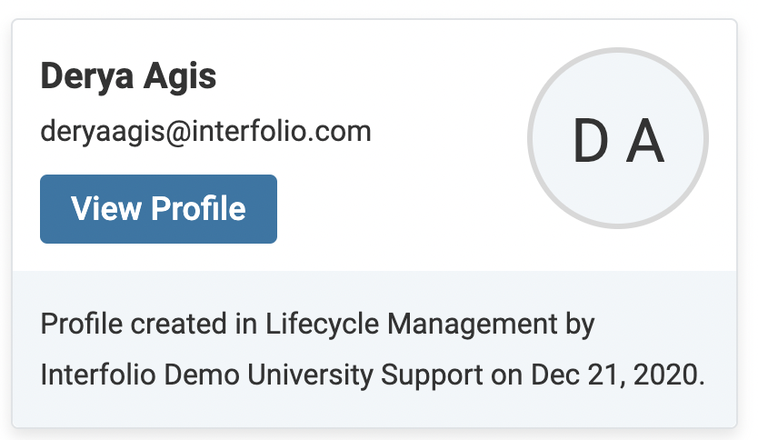 Name of Applicant with Profile created in Lifecycle Management by Interfolio written below
