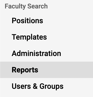 Reports selected under Faculty Search