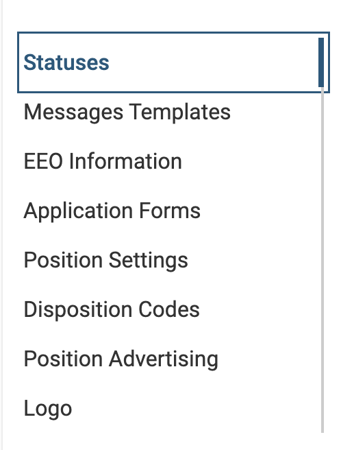 Statuses selected at the top of the navigation