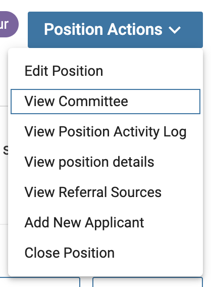 View Committee Selected from the Position Actions dropdown