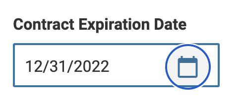 Contract Expiration Date with calendar icon selected