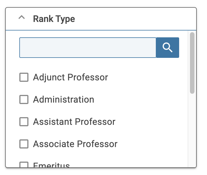 Rank Type section with checkboxes below