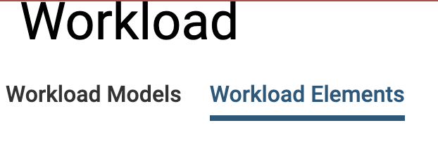 Workload section with Workload Elements tab selected