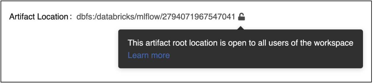 MLflow legacy artifact location open access warning.