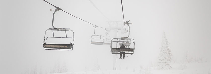 Chair lift in whiteout conditions