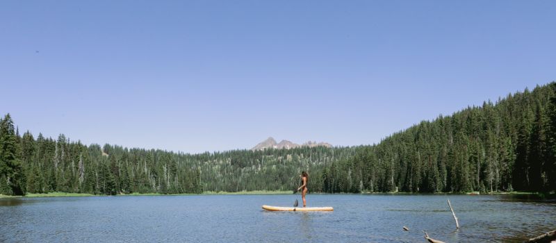 Paddle boarding in nature