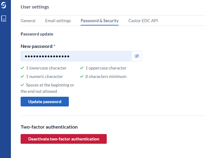 Manage your account settings in CDMS - Castor