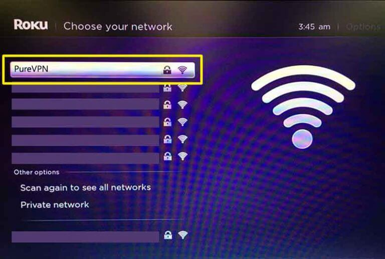 On the “Choose your network” screen select PureVPN