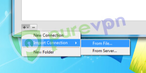 From the “Connections” tab click the “+” button in the bottom left-hand corner of the window. Highlight "Import Connection" then select "From File..." 