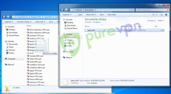 Open OpenVPN installation folder (C:\Program Files\OpenVPN\config) and drag / copy pass.conf file in config folder
