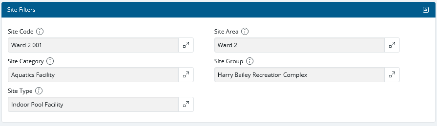 Report Site Filters group