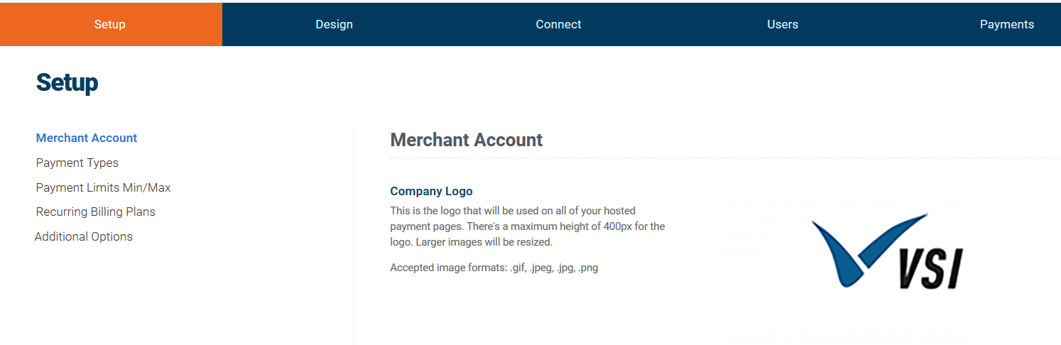 Card Connect Hosted Payment Page Landing screen