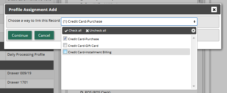 Profile Assignments determine how credit card profile will be used