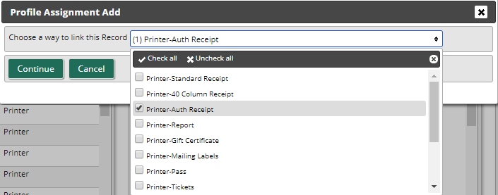 Profile Assignements determine how Auth Receipt profile will be used