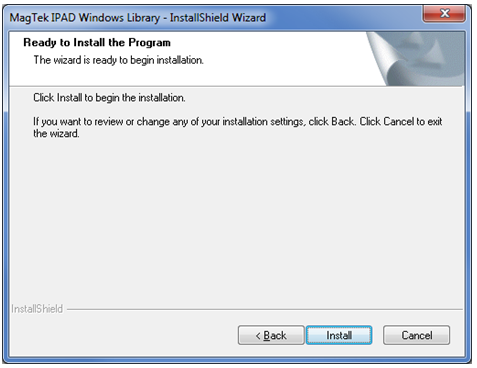 MagTek IPad Windows Library InstallShield Wizard