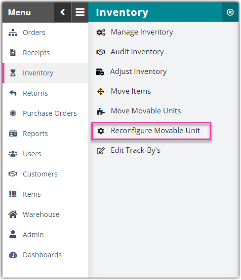 reconfigure movable unit nav bar menu