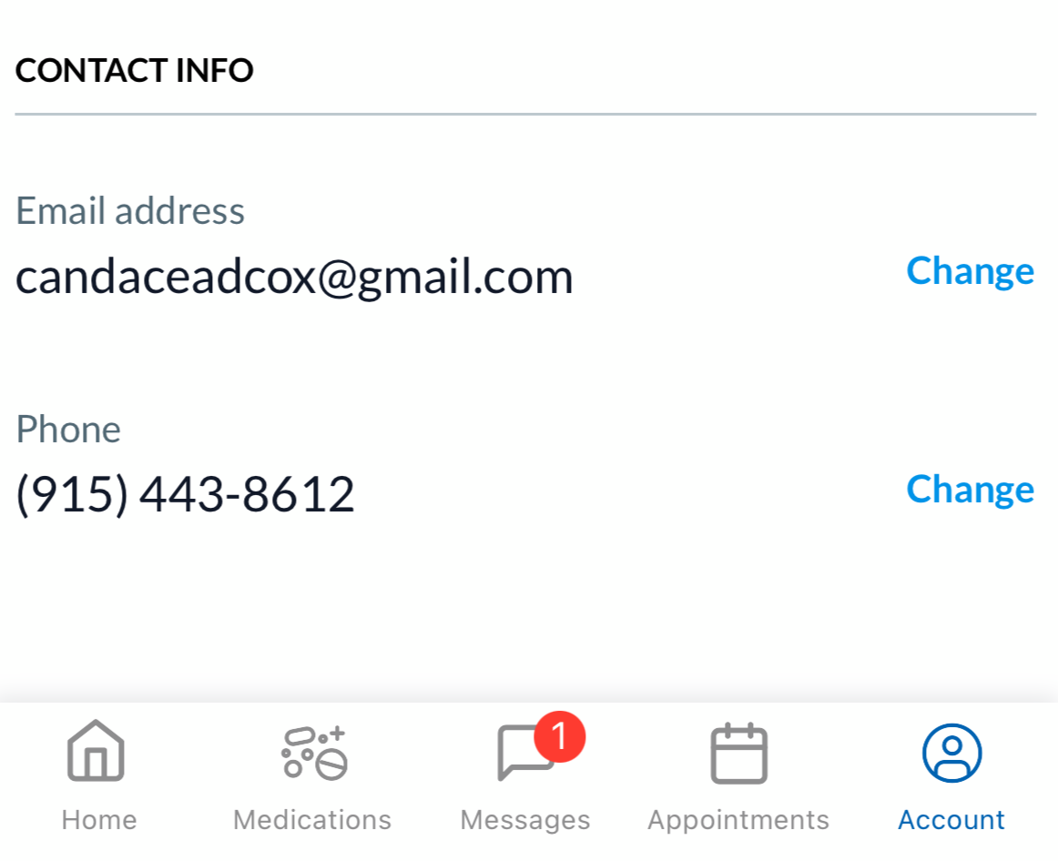 updating contact info in pharmacy app