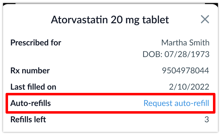 enabling auto refills in patient portal lumistry mobile app