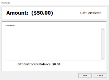 Screenshot of Payment screen, amount is ($50.00)