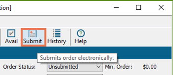 Screenshot of toolbar with Submit highlighted