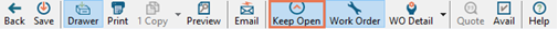 Screenshot of Keep Open icon highlighted
