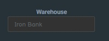 Screenshot of the Warehouse selection greyed out