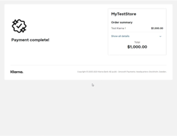 Screenshot with Payment Complete! message