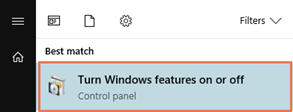 Screenshot Turn Windows features on or off