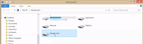 Screenshot of File Explorer window with Storage Card selected