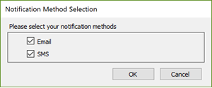 Screenshot of the Notification Method Selection window