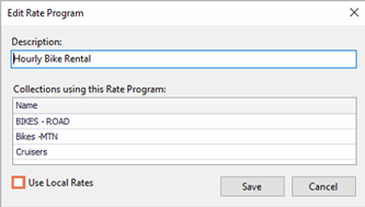 Screenshot of the Edit Rate Program window with the button next to Use Local Rates highlighted and unchecked