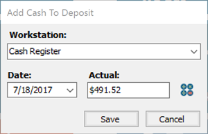 Screenshot of the Add Cash to Deposit window