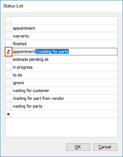Screenshot of the Spaces window with  pencil icon highlighted next to a row