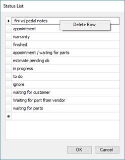 Screenshot of the Spaces window with Delete Row option next to a row