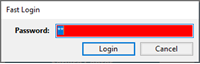 Schermafbeelding van Fast Login pop-up met het wachtwoordvak rood gemarkeerd.
